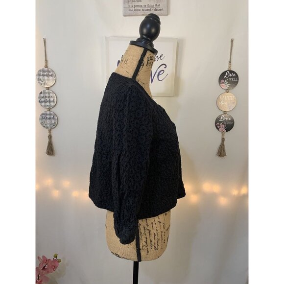 (E-127) Ann Taylor 3/4 sleeves womens top size M black color‎ - Picture 6 of 7